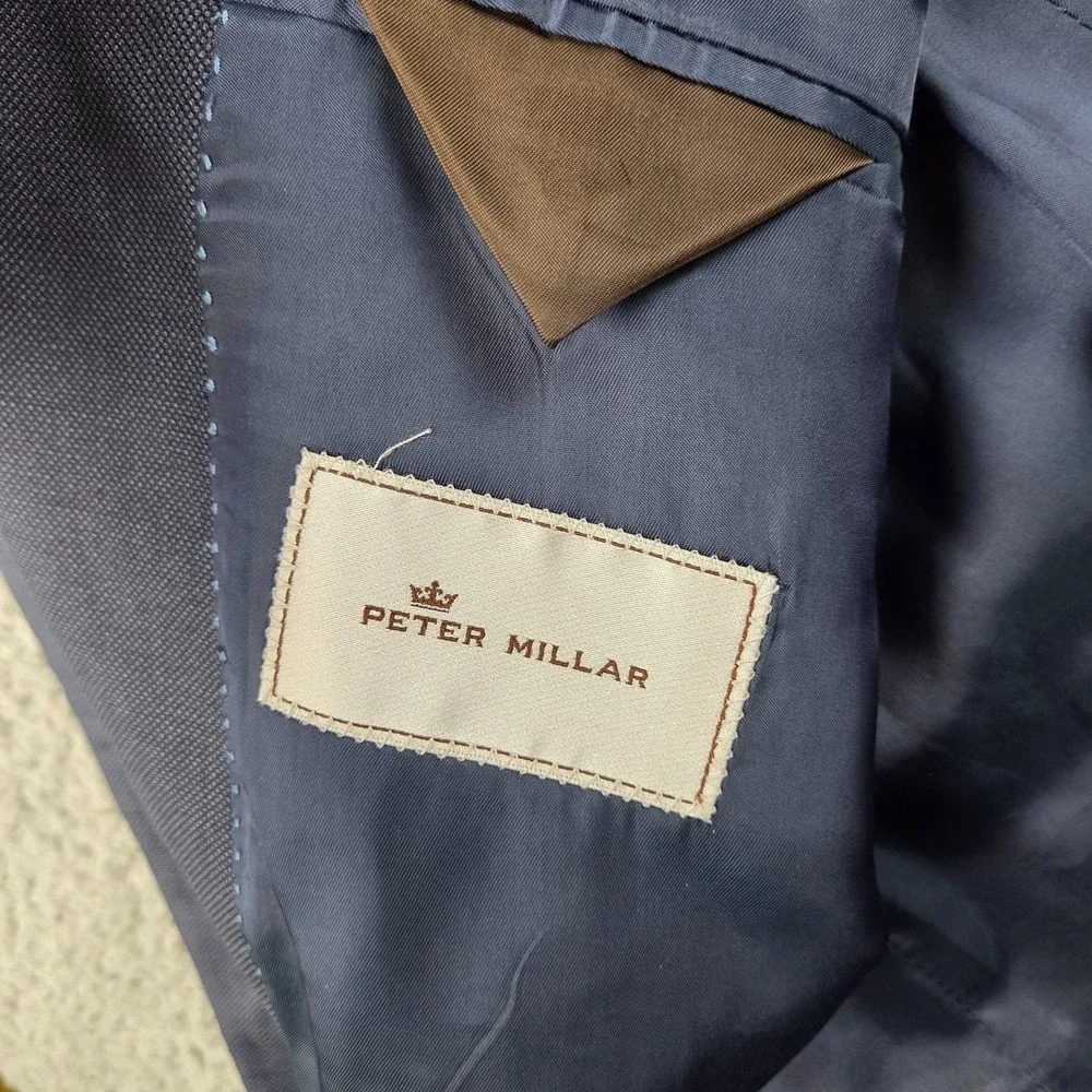 Peter Millar Blazer Sport Coat Jacket 2-Button‎ Laine Wool Mens 46R Blue